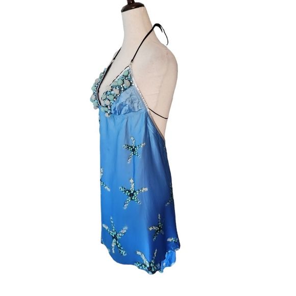 Kasia de Gelaque Custom Starfish Silk Beaded Halter Dress Small - Picture 7 of 9